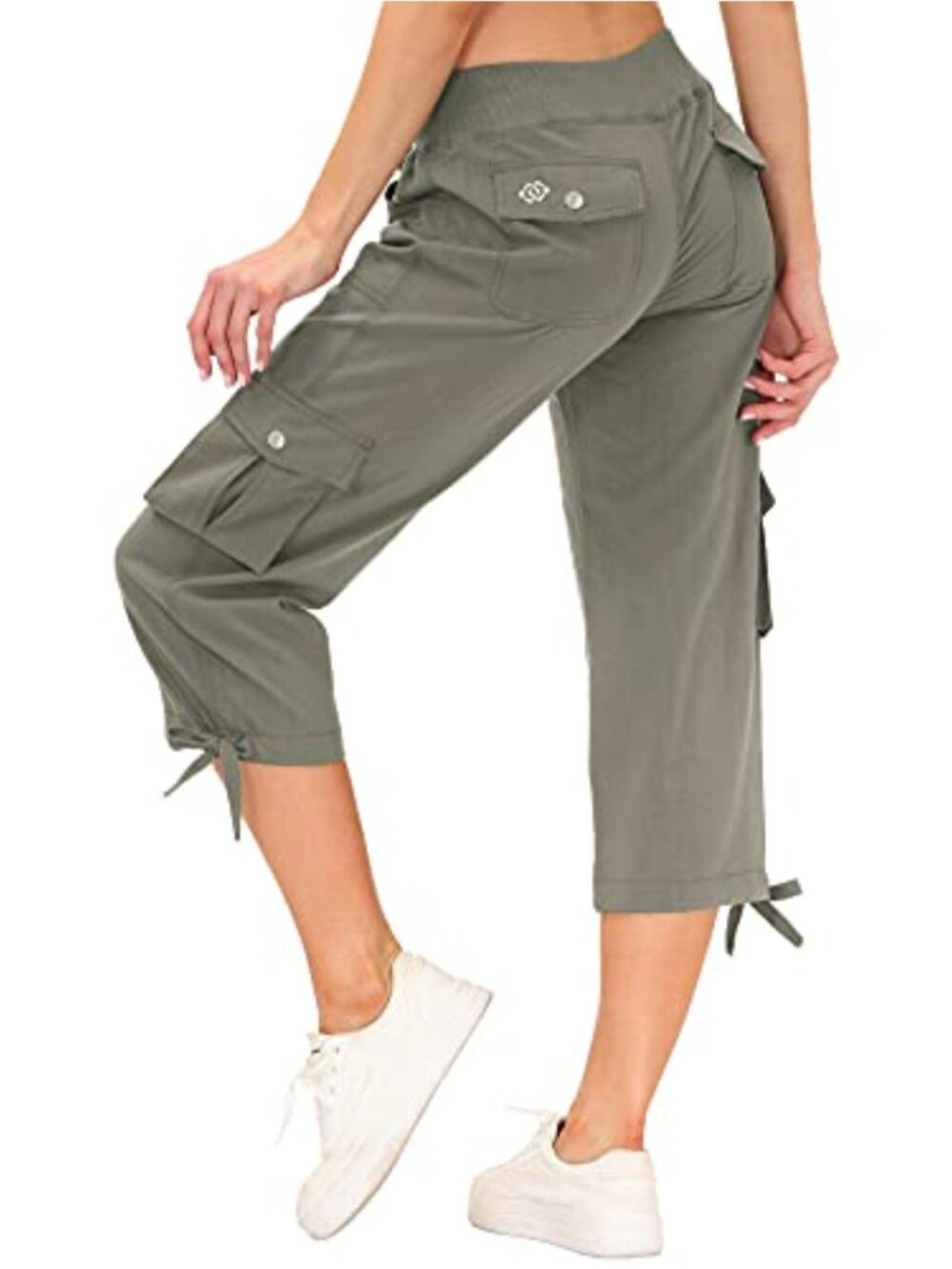 Women's Cargo Hiking Capri Pants Lightweight Quick Dry Athletic Outdoor Button